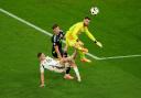 Angus Gunn comes off his line during Scotland's defeat to Hungary