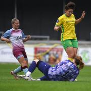 Sarah Quantrill is called into action during Norwich City Women's 2-2 draw at Chesham