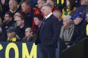 Dean Smith watches on during Norwich City's defeat to Middlesbrough