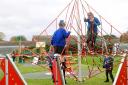 Children enjoying the upgraded playground at the King George V playing field in Caister.