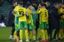 City's players celebrate their 4-2 win over Luton