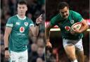 Sam Prendergast, left, and Jacob Stockdale are among the Ireland players in focus on Saturday (Brian Lawless/Adam Davy/PA)