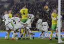 Shane Duffy scores for Norwich City against Plymouth Argyle