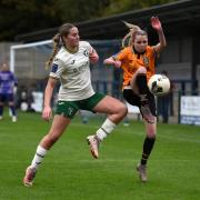 Ellie Bishop defends during City Women's win over Cambridge