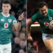 Sam Prendergast, left, and Jacob Stockdale are among the Ireland players in focus on Saturday (Brian Lawless/Adam Davy/PA)