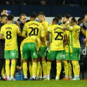 Johannes Hoff Thorup gets his point across to his Norwich City players at West Brom