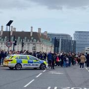 The scene on Westminster Bridge following an incident which has left a man fighting for his life in hospital (Zhanna Manukyan/PA)