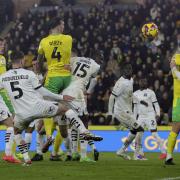 Shane Duffy scores for Norwich City against Plymouth Argyle